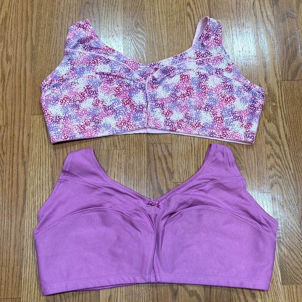 NWOT 2~ Woman’s Comfort Choice Elegant Floral & Solid Pink Wireless Bras ~ 50DD